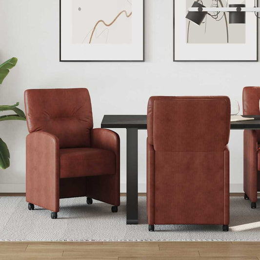 vidaXL Καρέκλες Φαγητού με Ρόδες 2 pcs Λαμπερό καφέ 57 x 67 x 95 εκ