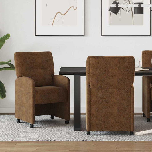 vidaXL Καρέκλες Φαγητού με Ρόδες με τροχούς 2 pcs Καφέ 57 x 67 x 95 εκ