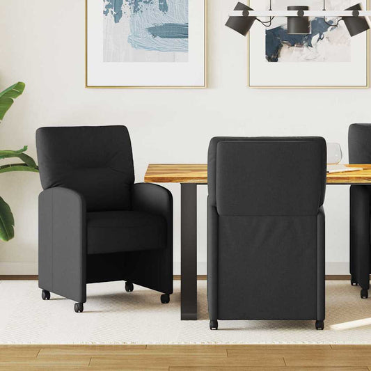 vidaXL Καρέκλες Φαγητού με Ρόδες 2 pcs Μαύρο 57 x 67 x 95 εκ ύφασμα