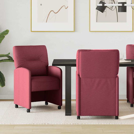 vidaXL Καρέκλες Φαγητού με Ρόδες 2 pcs Μπορντό 57 x 67 x 95 εκ ύφασμα