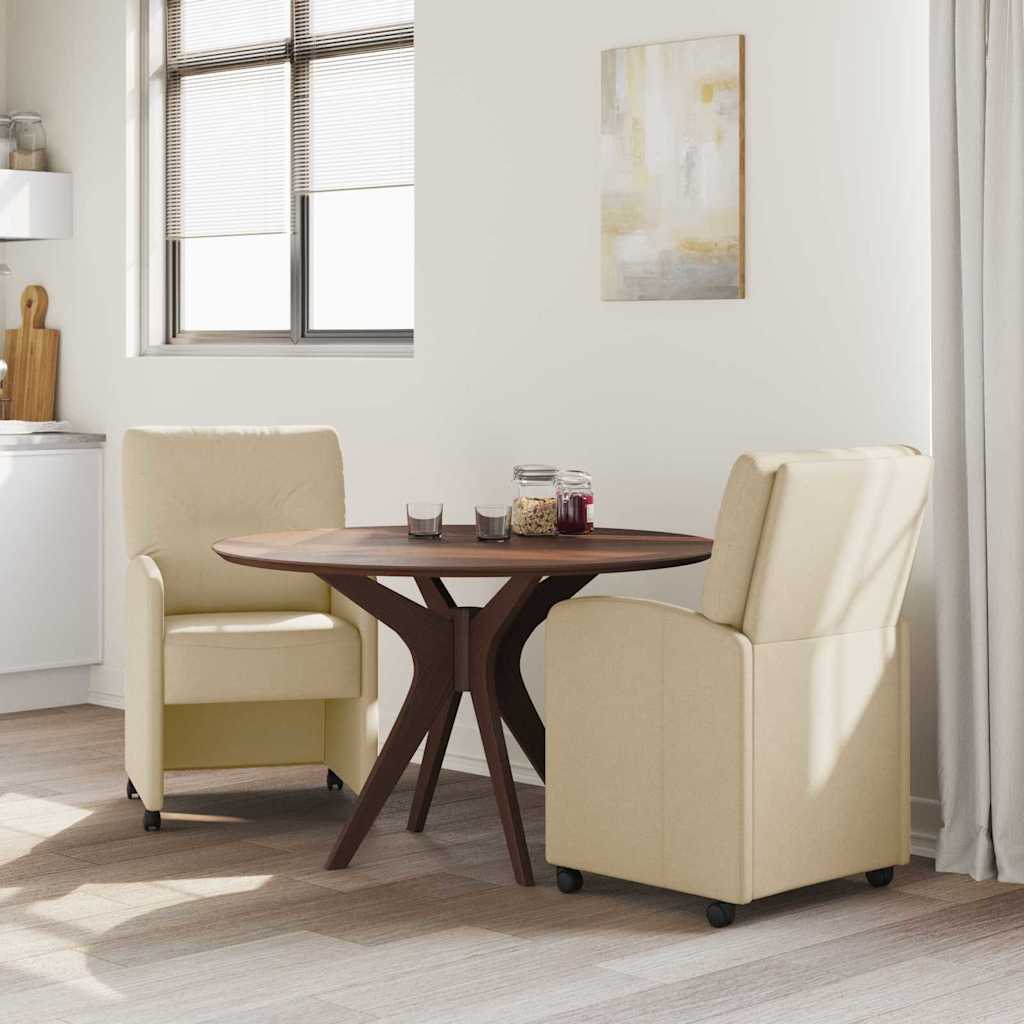 vidaXL Καρέκλες φαγητού με τροχούς 2 pcs Κρεμ 57 x 67 x 95 εκ ύφασμα
