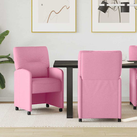 vidaXL Καρέκλες Φαγητού με Ρόδες 2 pcs Ροζ 57 x 67 x 95 εκ ύφασμα