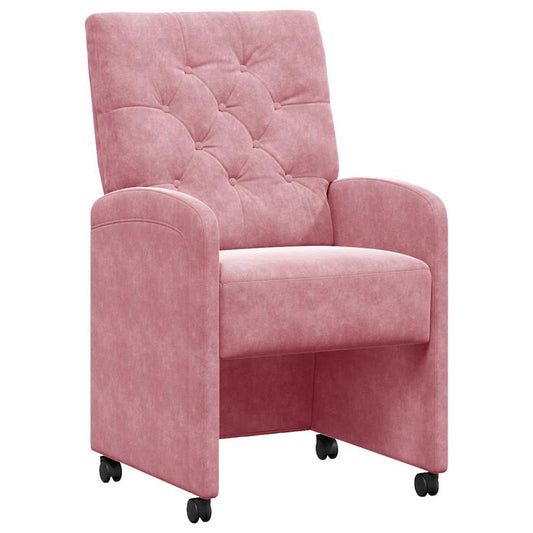 vidaXL Καρέκλες Φαγητού με Ρόδες 2 pcs Ροζ 58 x 67 x 97 εκ Βελούδο