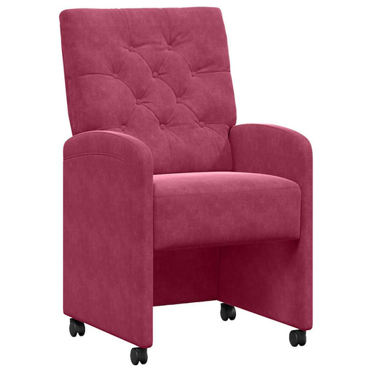 vidaXL Καρέκλες Φαγητού με Ρόδες 2 pcs Μπορντό 58 x 67 x 97 εκ Βελούδο