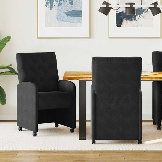 vidaXL Καρέκλες Φαγητού με Ρόδες 2 pcs Μαύρο 58 x 67 x 97 εκ Βελούδο