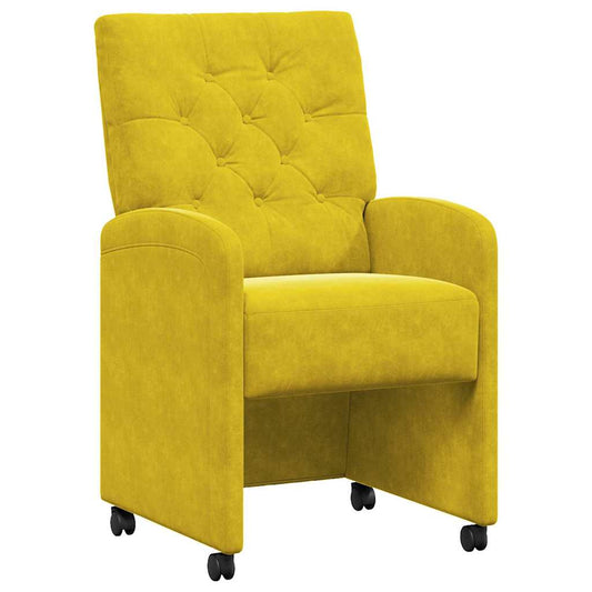vidaXL Καρέκλες Φαγητού με Ρόδες 2 pcs Κίτρινο 58 x 67 x 97 εκ Βελούδο