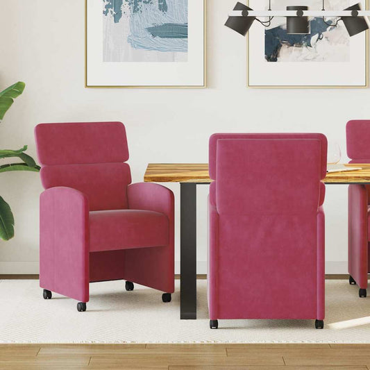 vidaXL Καρέκλες Φαγητού με Ρόδες 2 pcs Μπορντό 58 x 65 x 98 εκ.