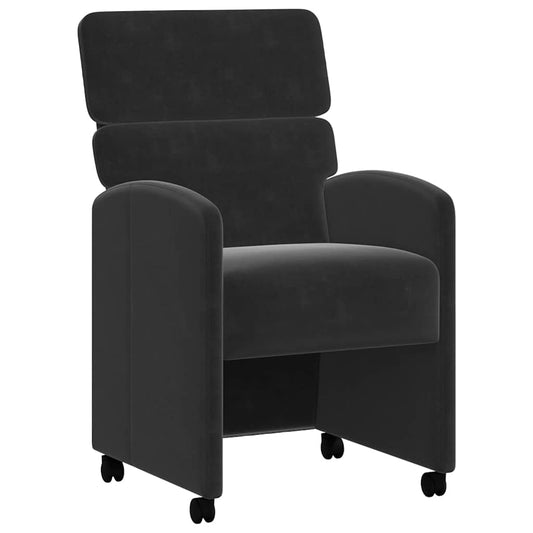 vidaXL Καρέκλες Φαγητού με Ρόδες 2 pcs Μαύρο 58 x 65 x 98 εκ. Βελούδο
