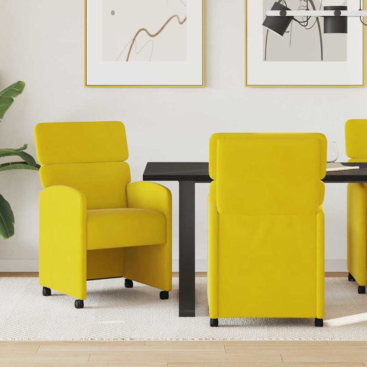 vidaXL Καρέκλες Φαγητού με Ρόδες 2 pcs Κίτρινο 58 x 65 x 98 εκ.