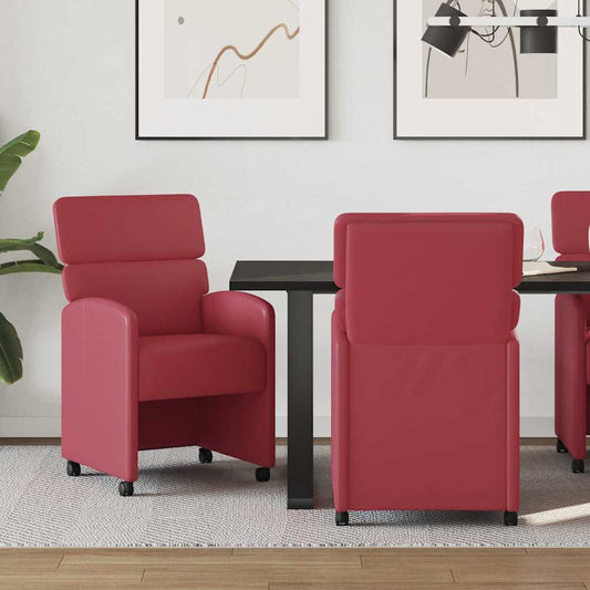 vidaXL Καρέκλες Φαγητού με Ρόδες 2 pcs Μπορντό 58 x 65 x 98 εκ.