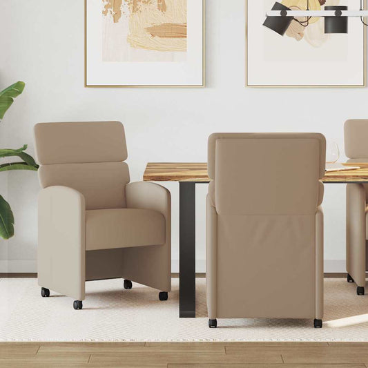 vidaXL Καρέκλες Φαγητού με Ρόδες 2 pcs Καπουτσίνο 58 x 65 x 98 εκ.