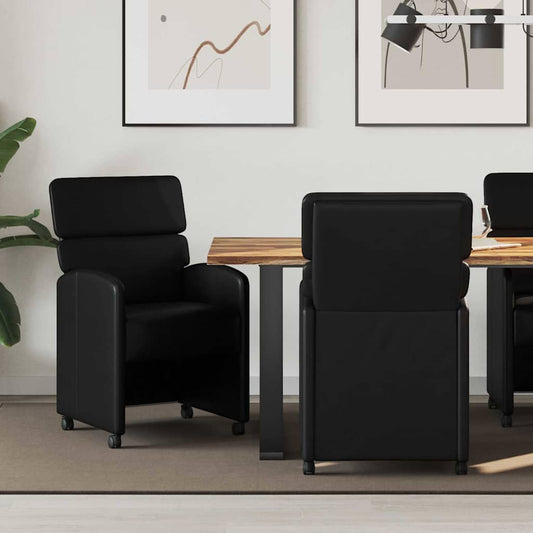 vidaXL Καρέκλες Φαγητού με Ρόδες 2 pcs Μαύρο 58 x 65 x 98 εκ.