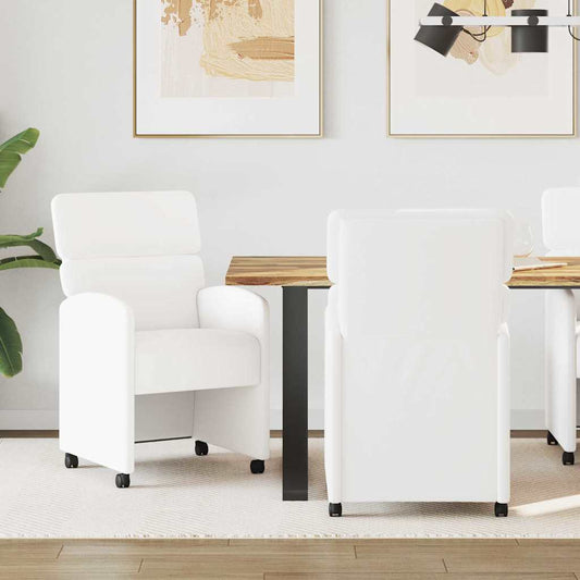 vidaXL Καρέκλες Φαγητού με Ρόδες 2 pcs Λευκό 58 x 65 x 98 εκ.