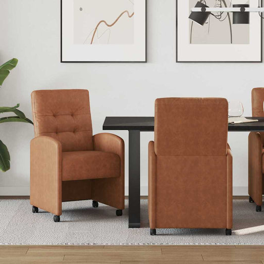 vidaXL Καρέκλες Φαγητού με Ρόδες με τροχούς 2 pcs Καφέ 58 x 67 x 97 εκ