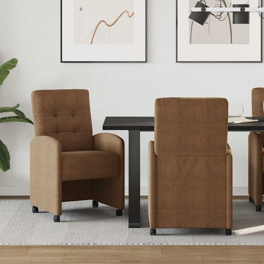 vidaXL Καρέκλες Φαγητού με Ρόδες με τροχούς 2 pcs Καφέ 57 x 67 x 98 εκ