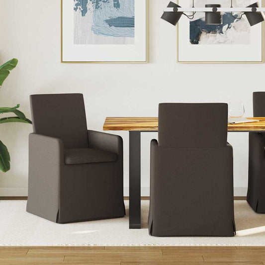 vidaXL Καρέκλες φαγητού 2 pcs Σκούρο γκρι 57 x 67 x 95 εκ Λινό