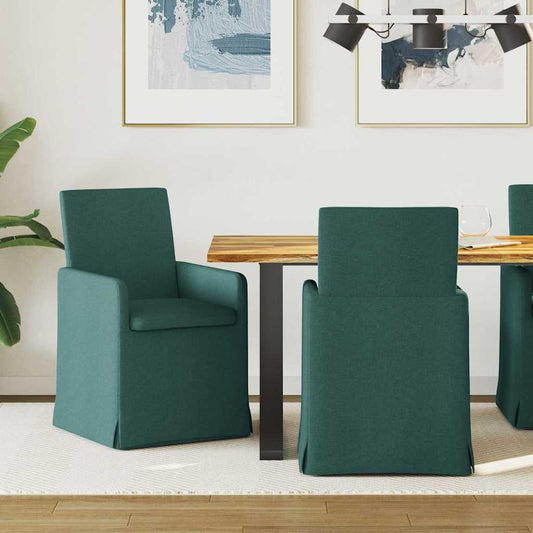 vidaXL Καρέκλες φαγητού 2 pcs Σκούρο πράσινο 57 x 67 x 95 εκ ύφασμα