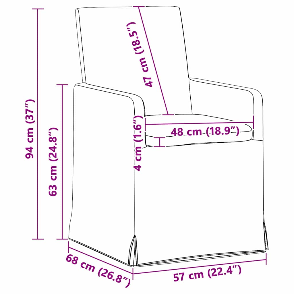 vidaXL Καρέκλες φαγητού 2 pcs Μπλε 57 x 67 x 95 εκ ύφασμα