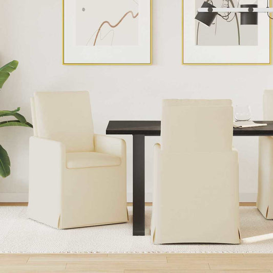 vidaXL Καρέκλες φαγητού 2 pcs Μπεζ 57 x 67 x 98 εκ Λινό