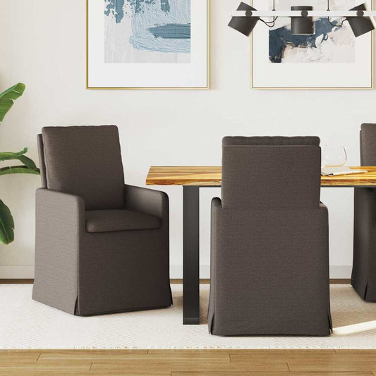 vidaXL Καρέκλες φαγητού 2 pcs Σκούρο γκρι 57 x 67 x 98 εκ Λινό