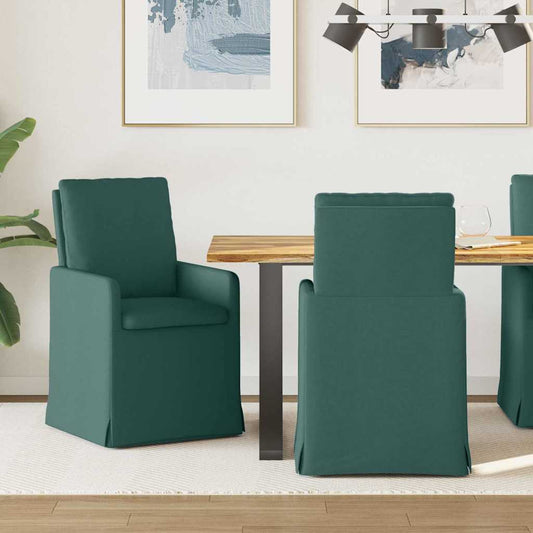 vidaXL Καρέκλες φαγητού 2 pcs Σκούρο πράσινο 57 x 67 x 98 εκ ύφασμα