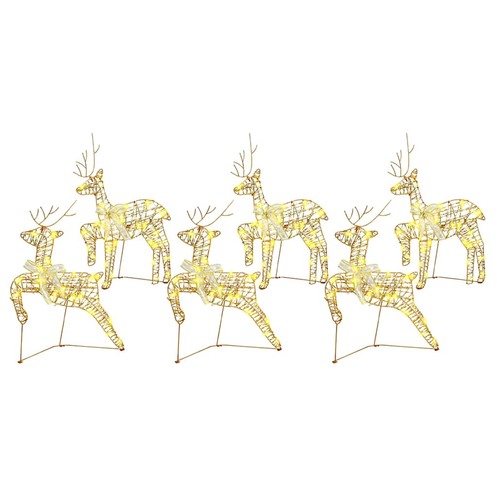 vidaXL LED Ρούντερ με 180 LED 6 pcs Χρυσό PET