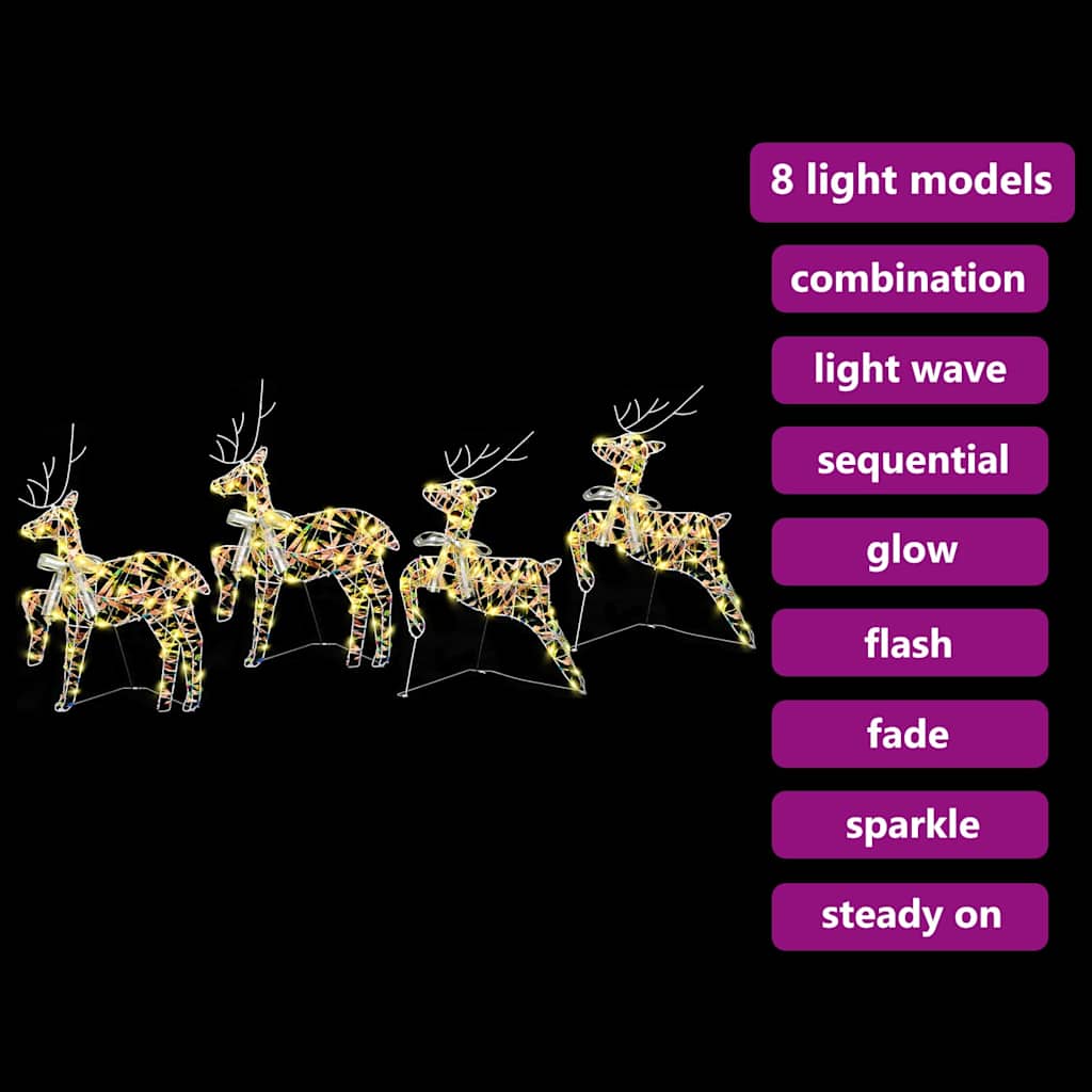 vidaXL LED Ρούντερ με 80 LED 4 pcs Πολύχρωμο PET