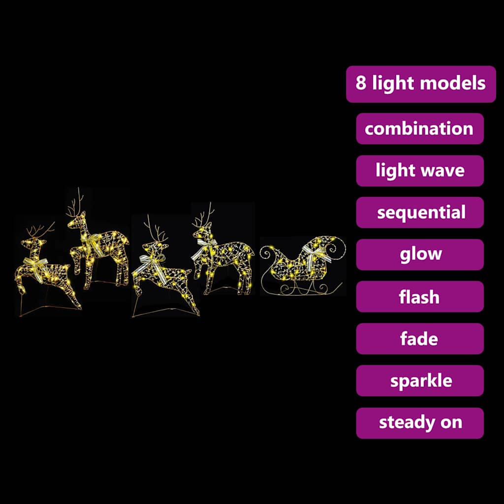 vidaXL LED Ρούντερ με 40 LED 5 pcs Χρυσό PET