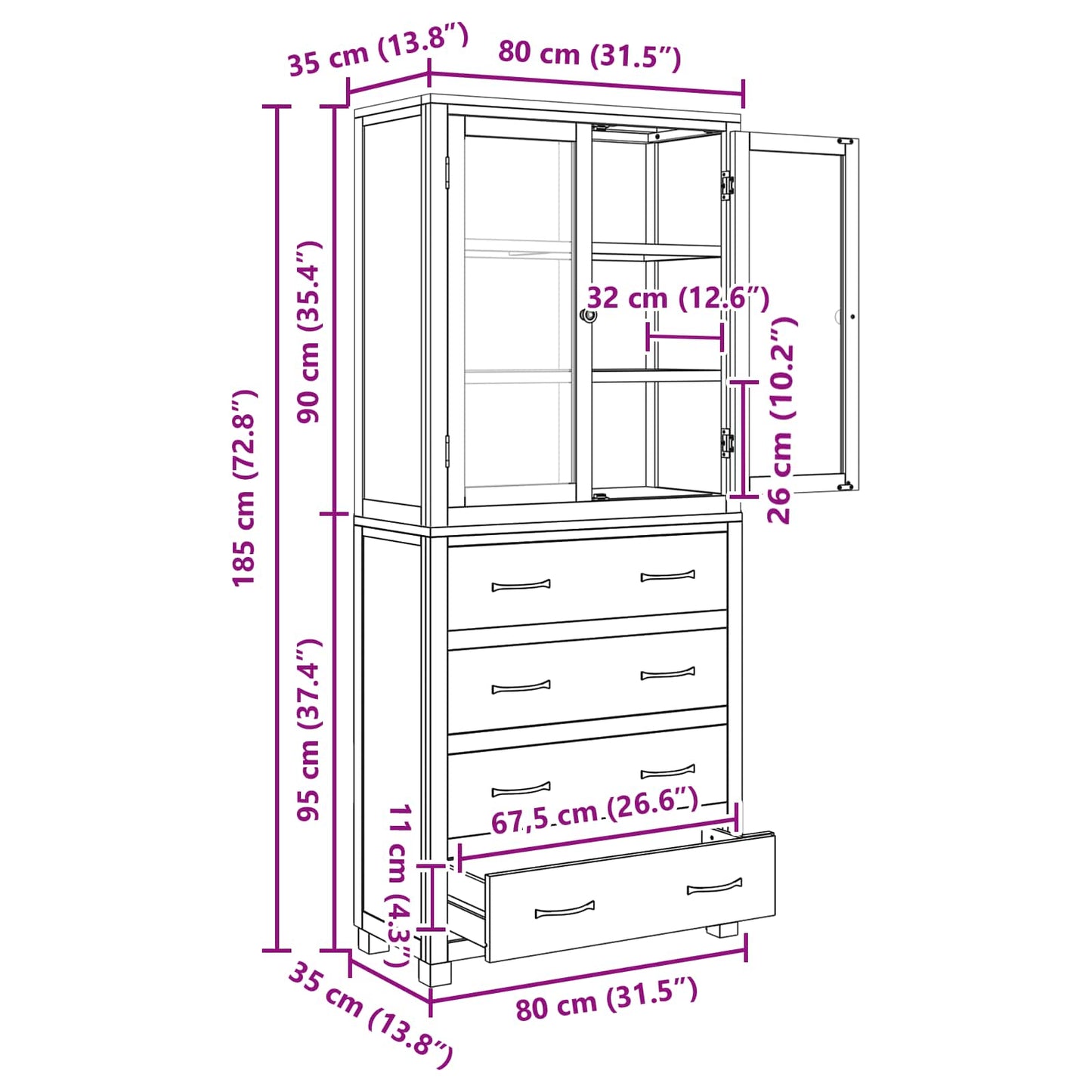 vidaXL Σετ Αποθηκευτικών Επίπλων με συρτάρι Καφέ Επεξεργασμένο ξύλο