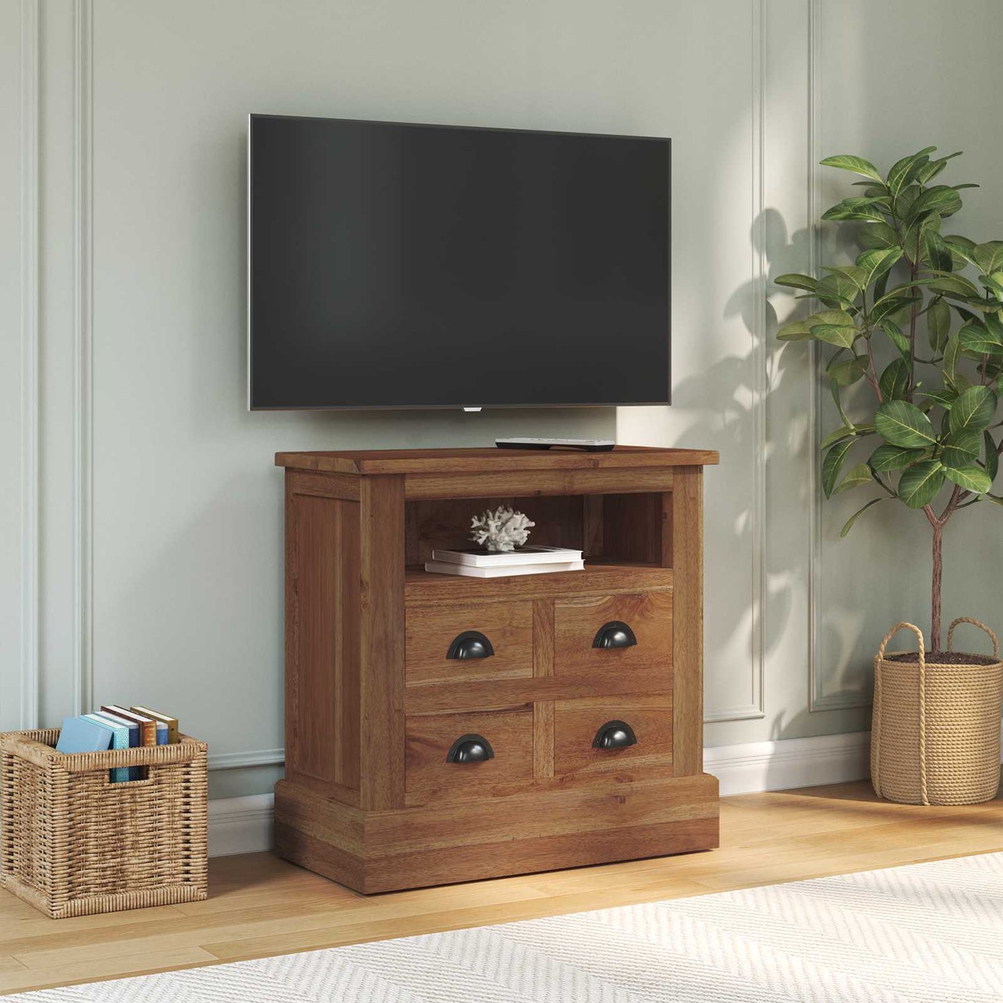 vidaXL Ντουλάπι αποθήκευσης Φυσικό 60 x 30 x 60 cm Στερεό Ξύλο Τίκ