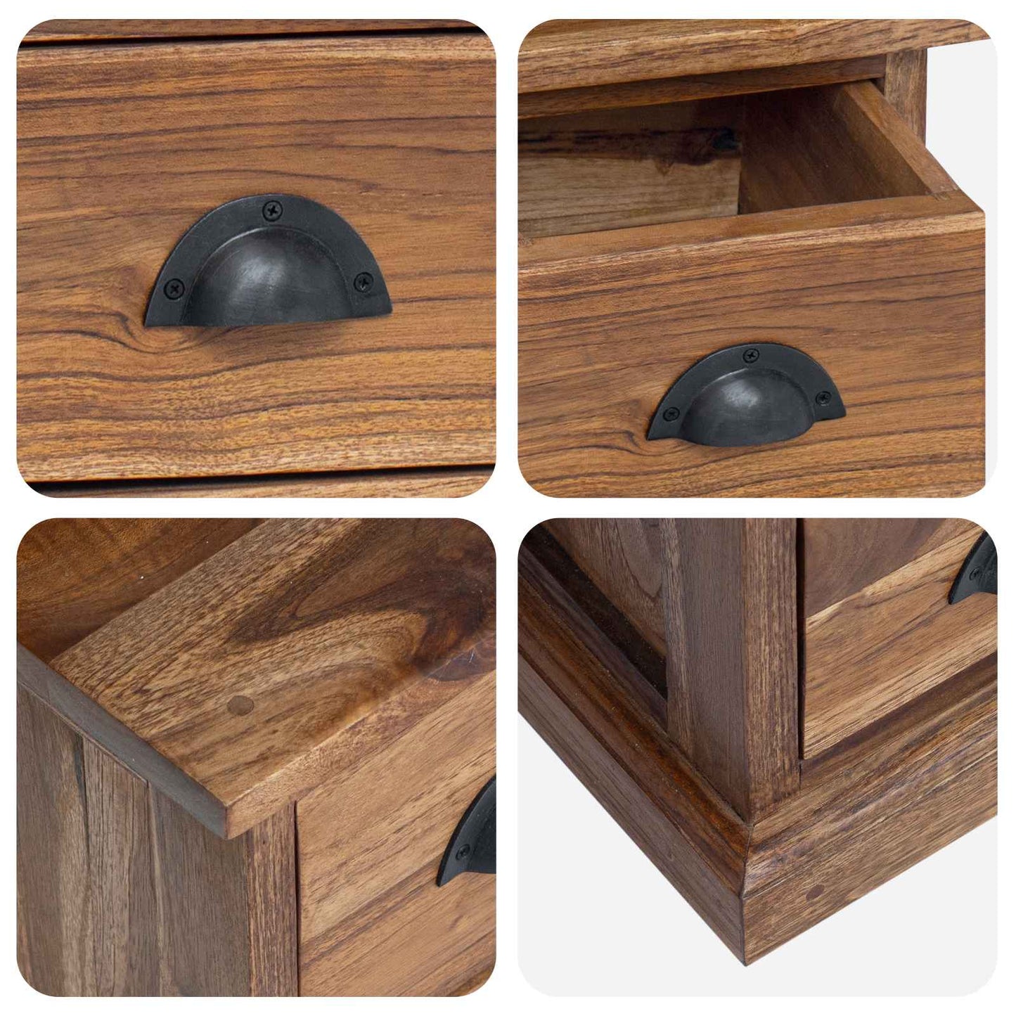 vidaXL Βάση TV με συρτάρι Φυσικό 110 x 30 x 40 cm Στερεό Ξύλο Τίκ