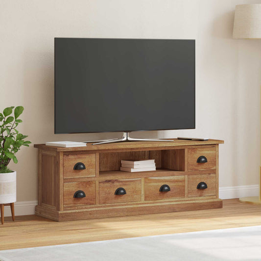 vidaXL Βάση TV με συρτάρι Φυσικό 110 x 30 x 40 cm Στερεό Ξύλο Τίκ