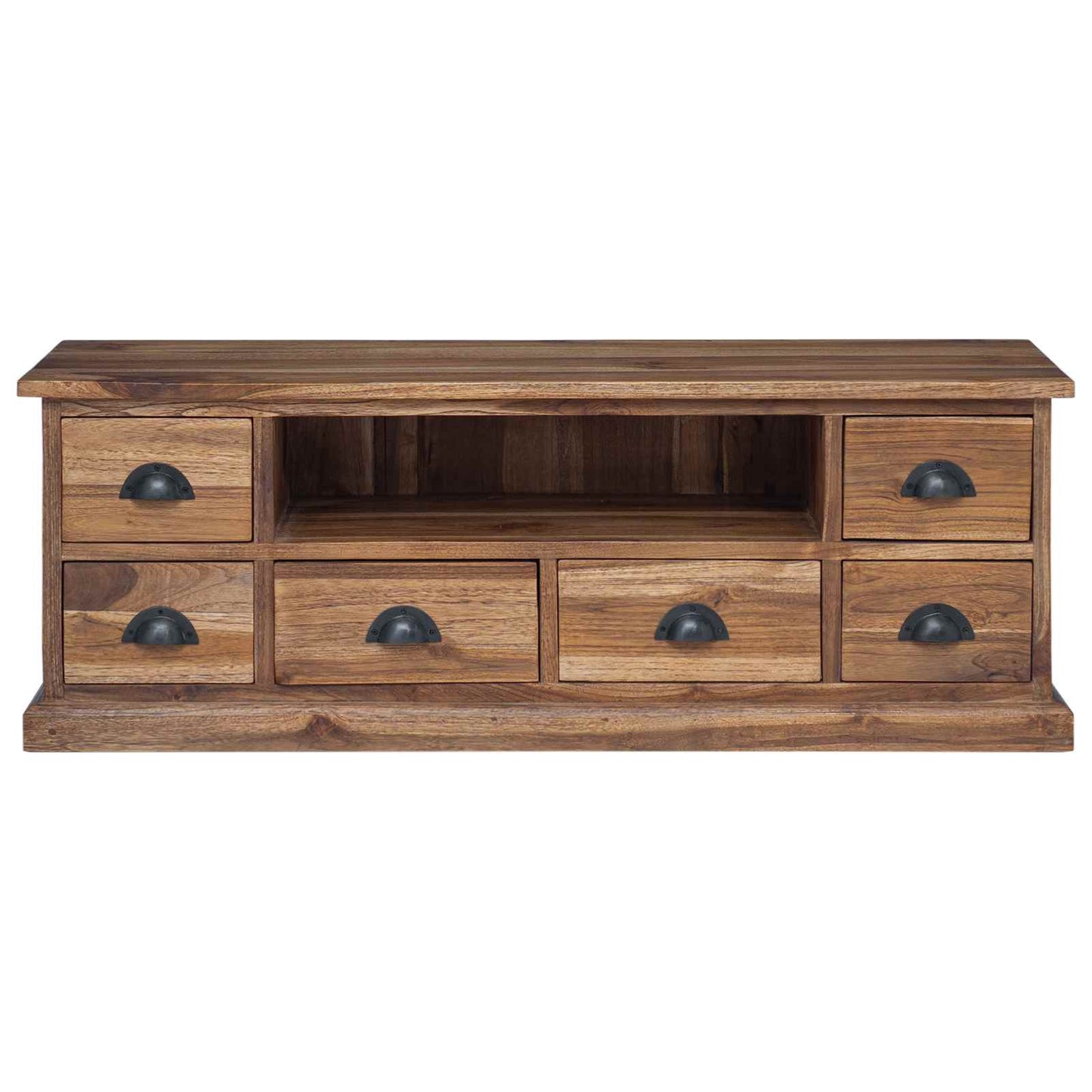 vidaXL Βάση TV με συρτάρι Φυσικό 110 x 30 x 40 cm Στερεό Ξύλο Τίκ