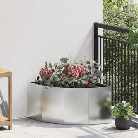 vidaXL Γωνιακό Ροδόδεντρο Ασημί 60 x 60 x 35 cm Γαλβανισμένος χάλυβας
