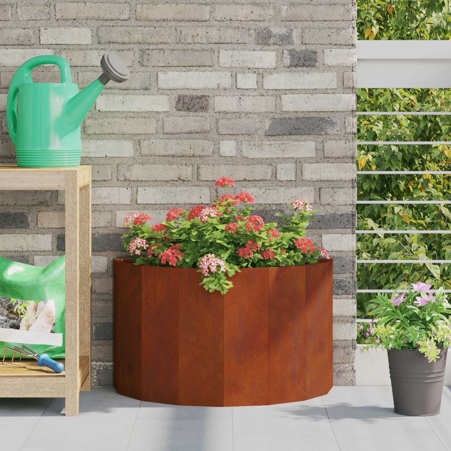 vidaXL Γλάστρα Σκ rusty 60 x 30 x 35 εκ Ατσάλι Σκληρυθέν στον Αέρα