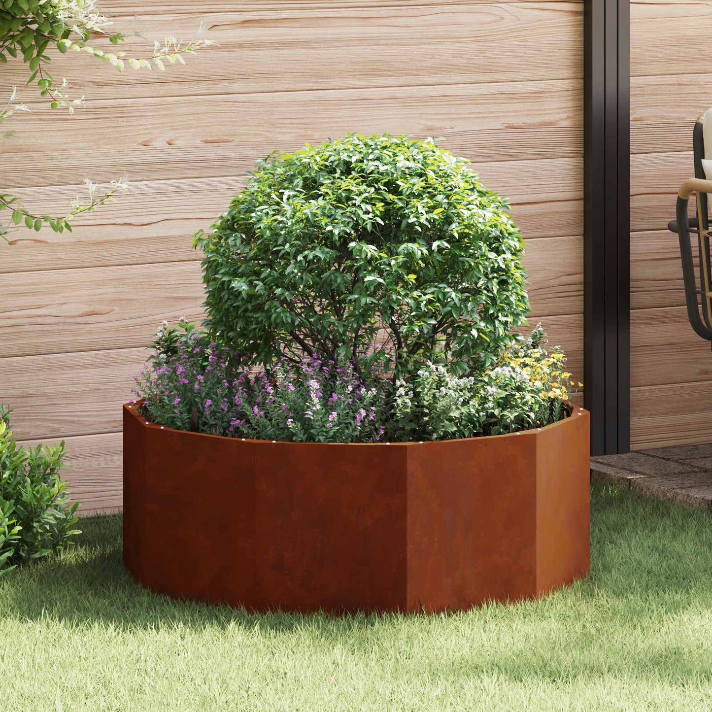 vidaXL Γλάστρα Σκ rusty 90 x 90 x 35 εκ Ατσάλι Σκληρυθέν στον Αέρα