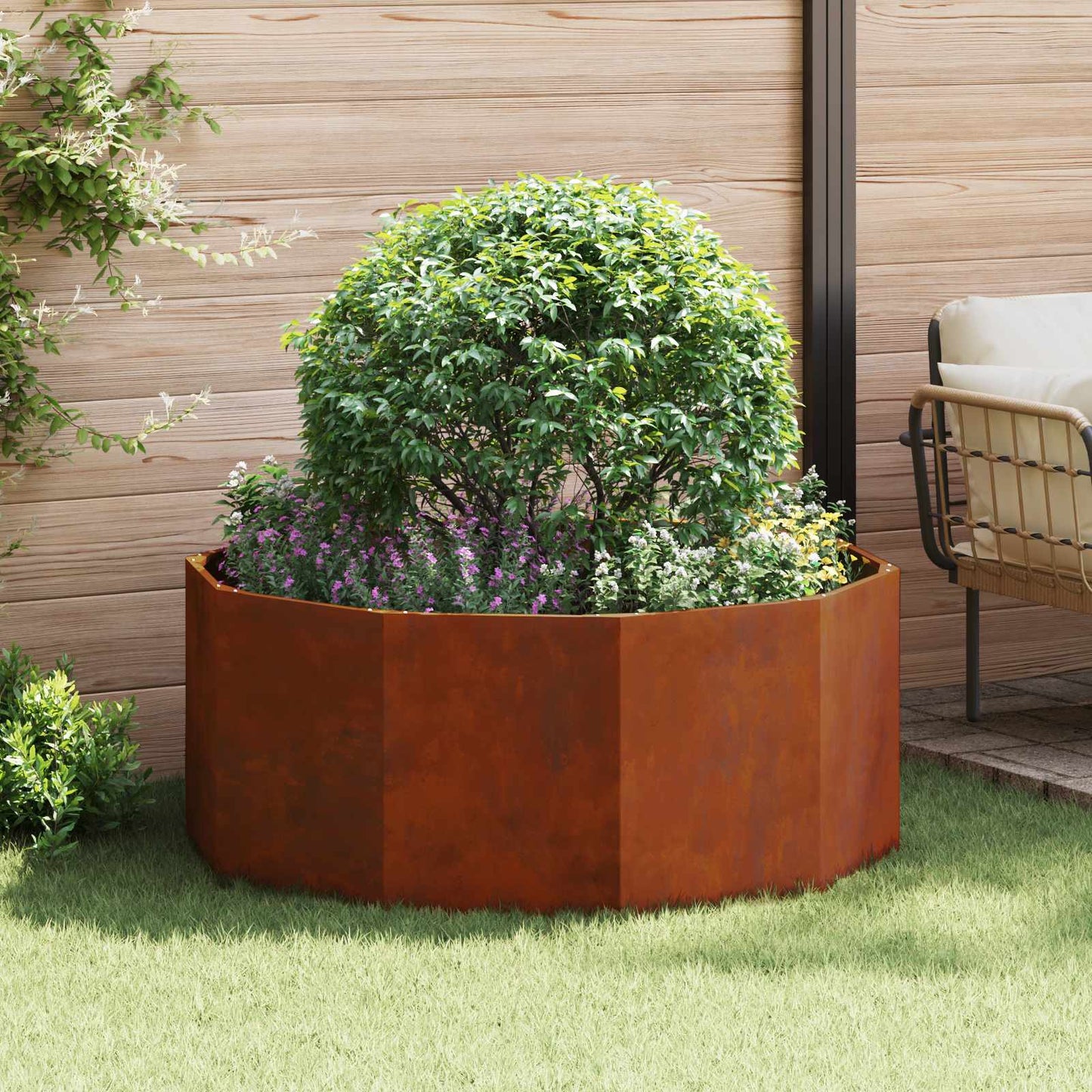 vidaXL Γλάστρα Σκ rusty 120 x 120 x 50 εκ Ατσάλι Σκληρυθέν στον Αέρα