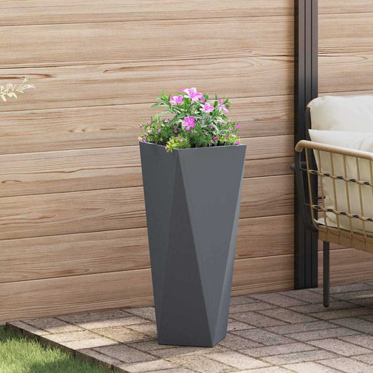 vidaXL Γλάστρα Ανθρακί 30 x 30 x 75 εκ Ατσάλι