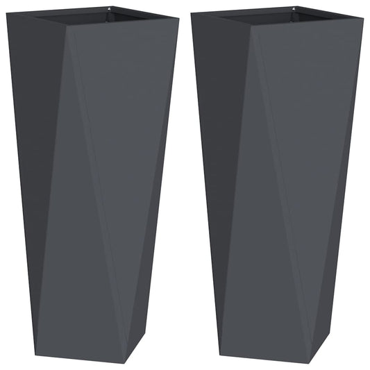 vidaXL Γλάστρα 2 pcs Ανθρακί 30 x 30 x 75 εκ Ατσάλι