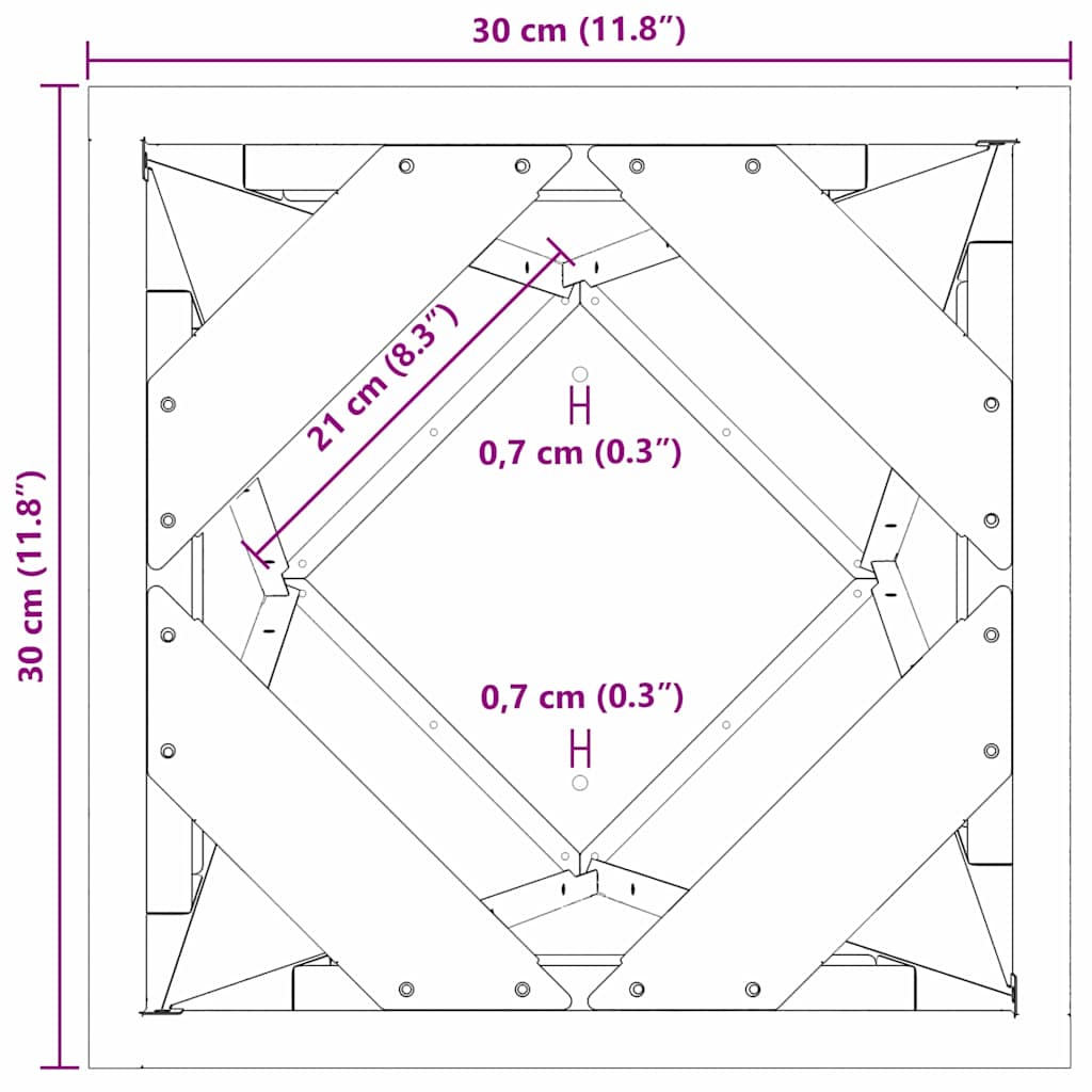 vidaXL Γλάστρα Ασημί 30 x 30 x 75 εκ Ανοξείδωτο ατσάλι