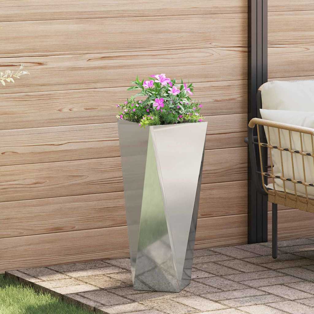 vidaXL Γλάστρα 2 pcs Ασημί 30 x 30 x 75 εκ Επικαλυμμένος Χάλυβας