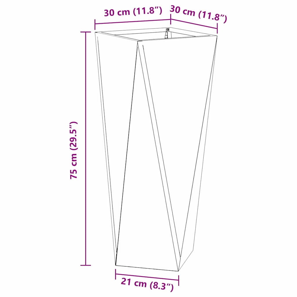 vidaXL Γλάστρα 2 pcs Ασημί 30 x 30 x 75 εκ Επικαλυμμένος Χάλυβας