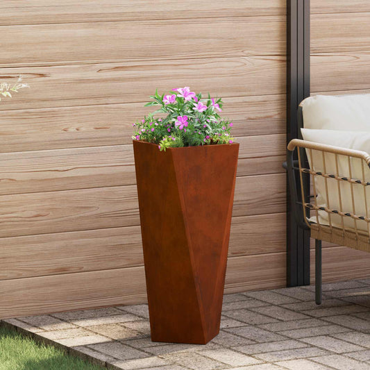 vidaXL Γλάστρα Σκ rusty 30 x 30 x 75 εκ Ατσάλι Σκληρυθέν στον Αέρα