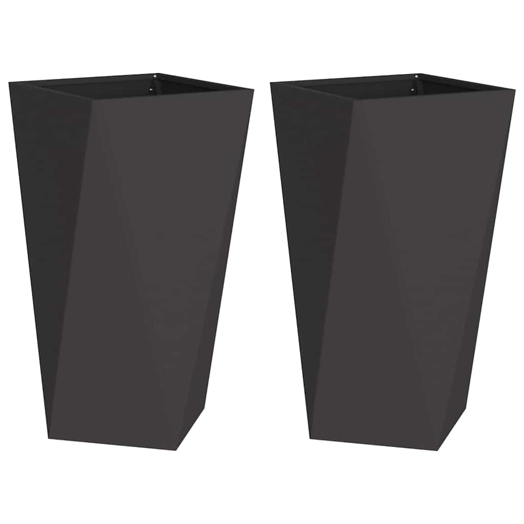vidaXL Γλάστρα 2 pcs Μαύρο 40 x 40 x 75 cm Ατσάλι