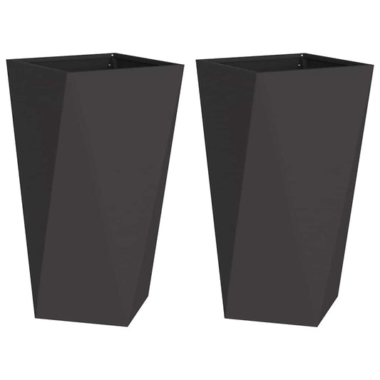 vidaXL Γλάστρα 2 pcs Μαύρο 40 x 40 x 75 cm Ατσάλι