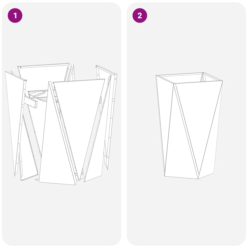 vidaXL Γλάστρα 2 pcs Λευκό 40 x 40 x 75 cm Ατσάλι