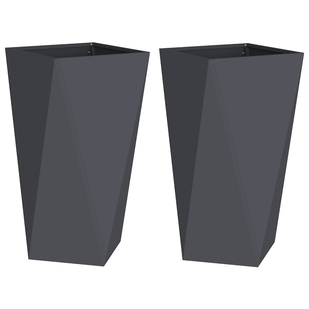 vidaXL Γλάστρα 2 pcs Ανθρακί 40 x 40 x 75 cm Ατσάλι