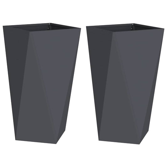 vidaXL Γλάστρα 2 pcs Ανθρακί 40 x 40 x 75 cm Ατσάλι