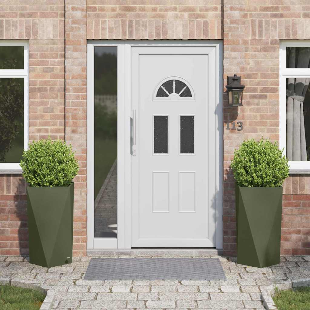 vidaXL Γλάστρα 2 pcs Ελιά Πράσινη 40 x 40 x 75 cm Ατσάλι