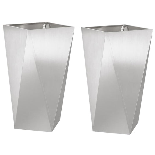 vidaXL Γλάστρα 2 τμχ. Ασημί 40 x 40 x 75 cm Ανοξείδωτο ατσάλι